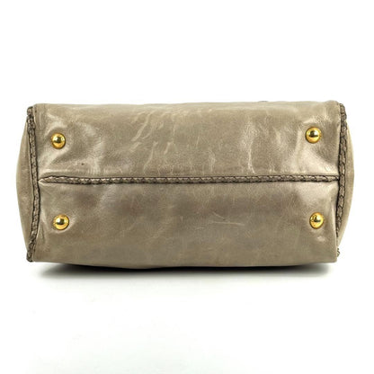 PRADA Hand Bag Tote Purse Ribbon Gray Authentic