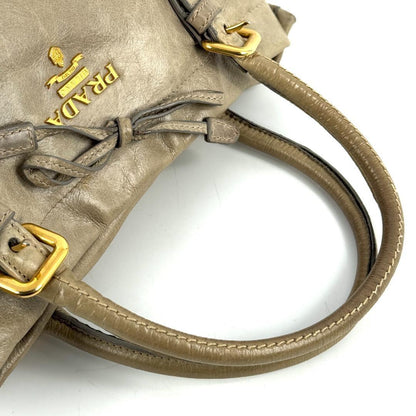 PRADA Hand Bag Tote Purse Ribbon Gray Authentic