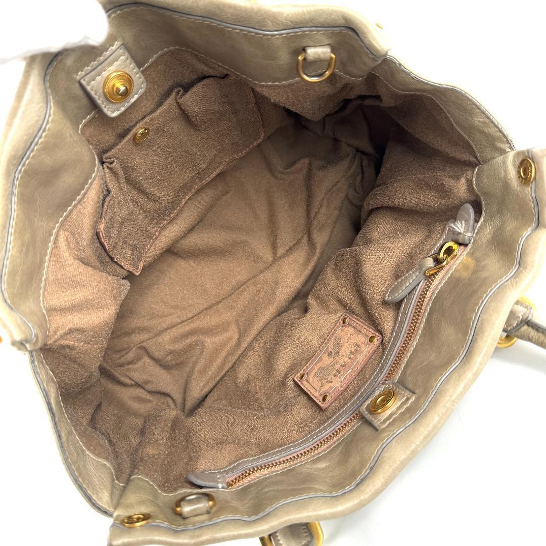 PRADA Hand Bag Tote Purse Ribbon Gray Authentic