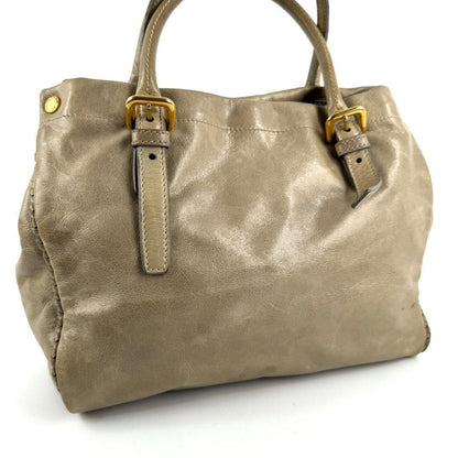 PRADA Hand Bag Tote Purse Ribbon Gray Authentic