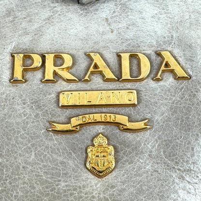 PRADA Hand Bag Tote Purse Ribbon Gray Authentic