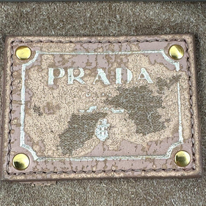PRADA Hand Bag Tote Purse Ribbon Gray Authentic