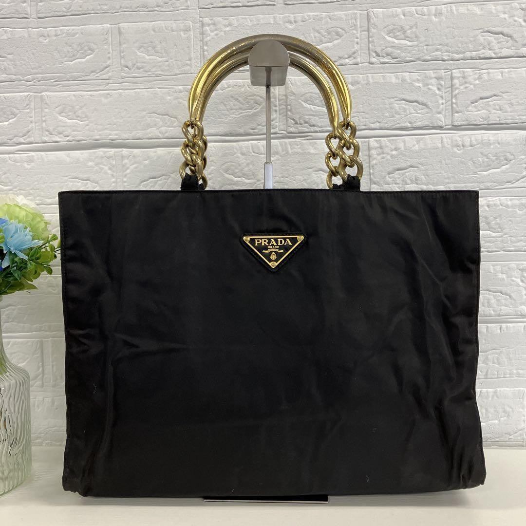 PRADA Hand Bag Tote Purse Logo Nylon Authentic