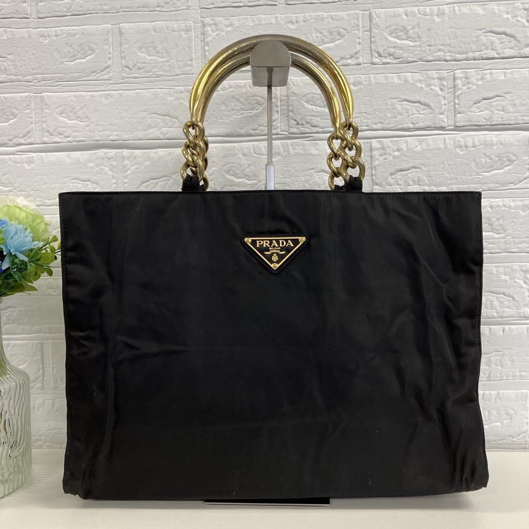 PRADA Hand Bag Tote Purse Logo Nylon Authentic