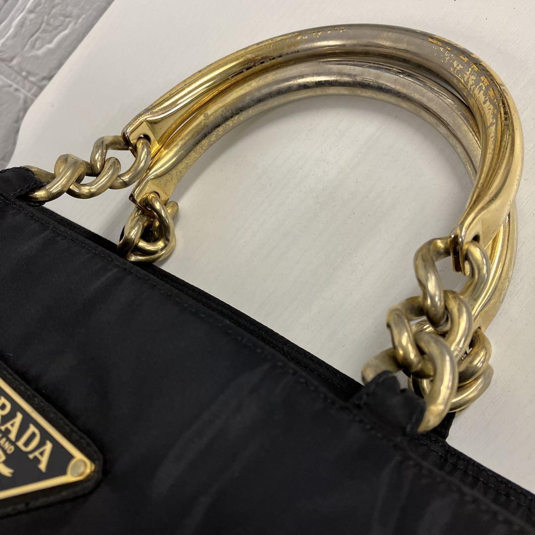 PRADA Hand Bag Tote Purse Logo Nylon Authentic