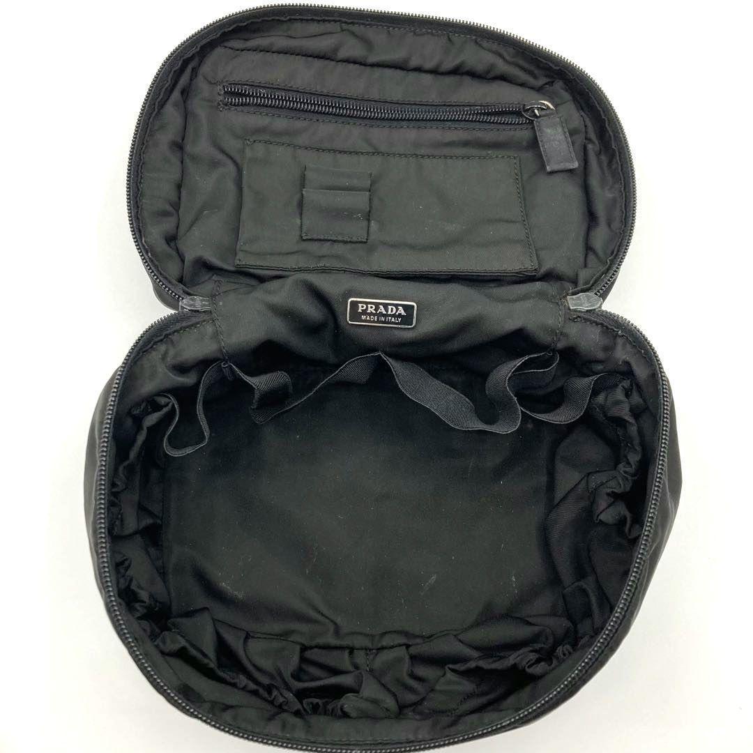 PRADA Hand Bag Tote Accessory Pouch Logo Nylon Black Authentic
