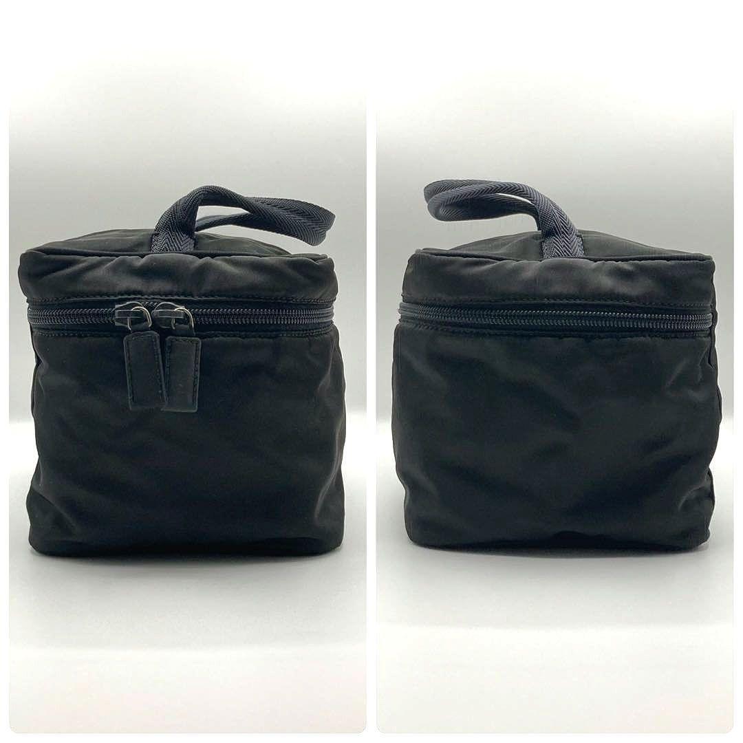 PRADA Hand Bag Tote Accessory Pouch Logo Nylon Black Authentic
