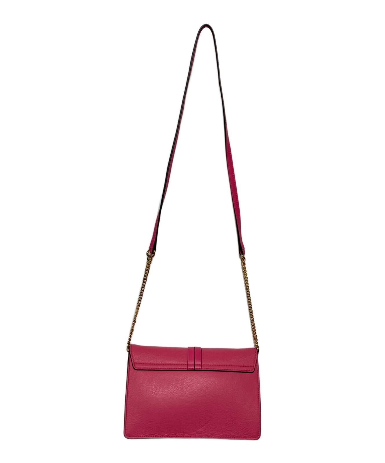 Chloe Shoulder Bag Purse ALPHABET Shocking Pink Authentic