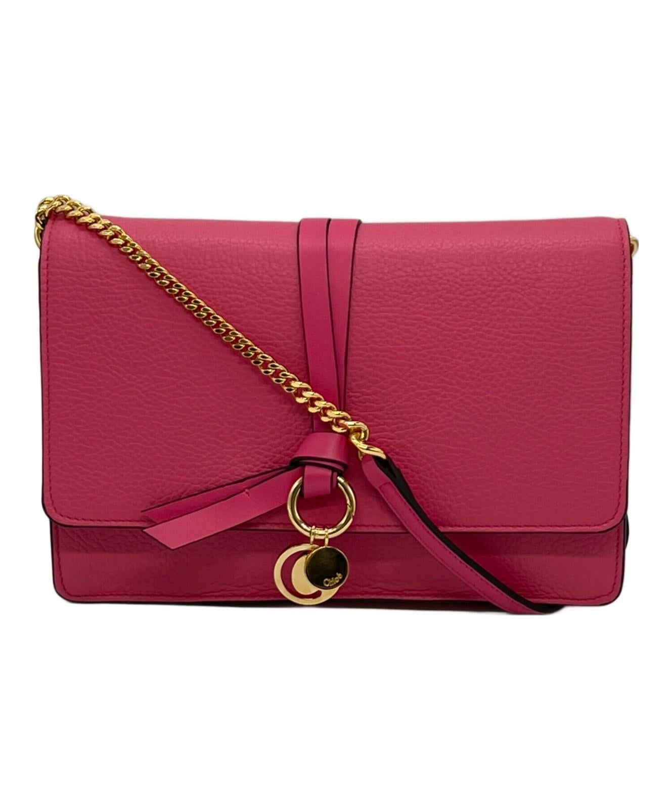 Chloe Shoulder Bag Purse ALPHABET Shocking Pink Authentic