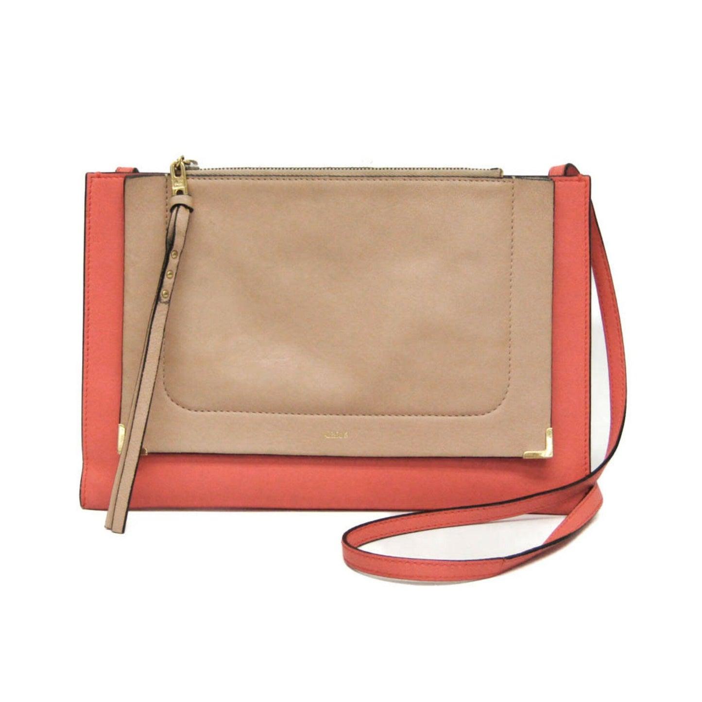 Chloe Shoulder Bag Purse Leather Peach Pink Beige Authentic