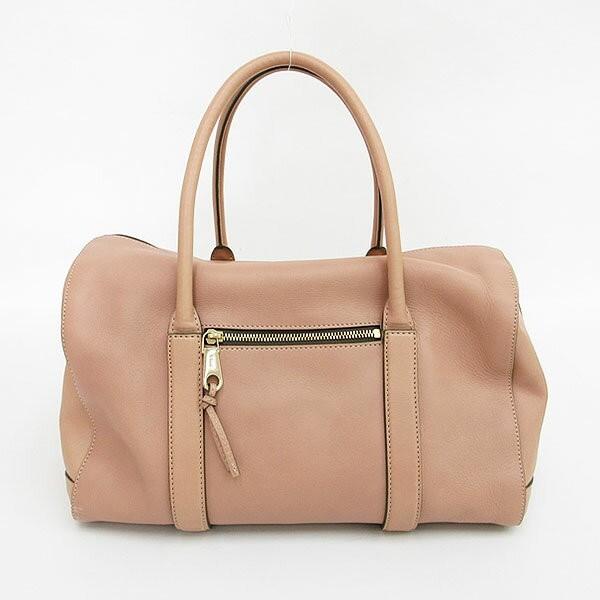 Chloe Hand Bag Tote Purse Leather Pink Beige Authentic