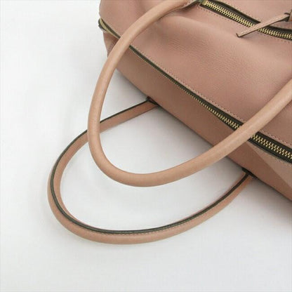 Chloe Hand Bag Tote Purse Leather Pink Beige Authentic