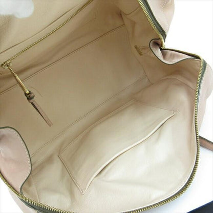 Chloe Hand Bag Tote Purse Leather Pink Beige Authentic
