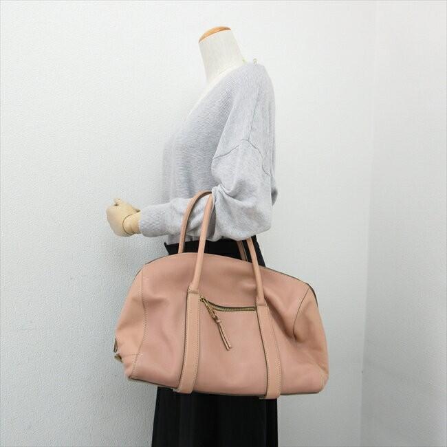 Chloe Hand Bag Tote Purse Leather Pink Beige Authentic