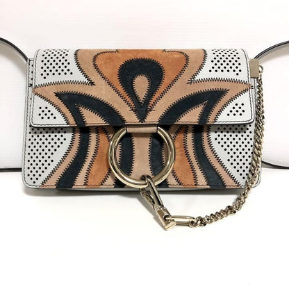 Chloe Shoulder Bag Purse faye Suede Gray Orange Black Authentic