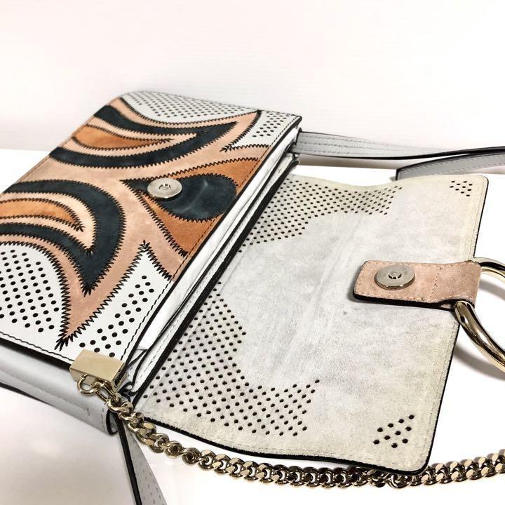 Chloe Shoulder Bag Purse faye Suede Gray Orange Black Authentic