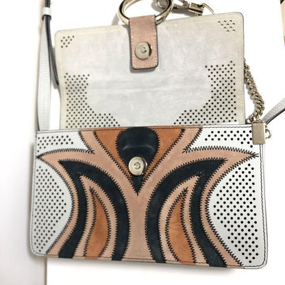 Chloe Shoulder Bag Purse faye Suede Gray Orange Black Authentic