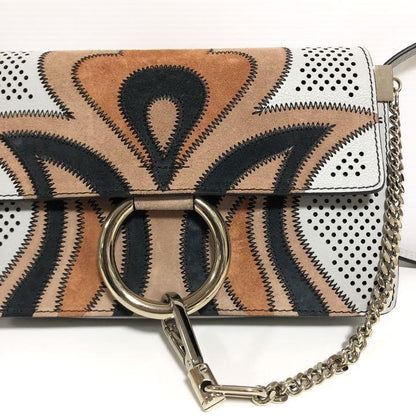 Chloe Shoulder Bag Purse faye Suede Gray Orange Black Authentic