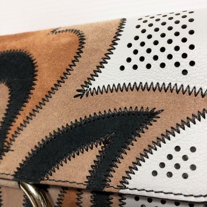 Chloe Shoulder Bag Purse faye Suede Gray Orange Black Authentic