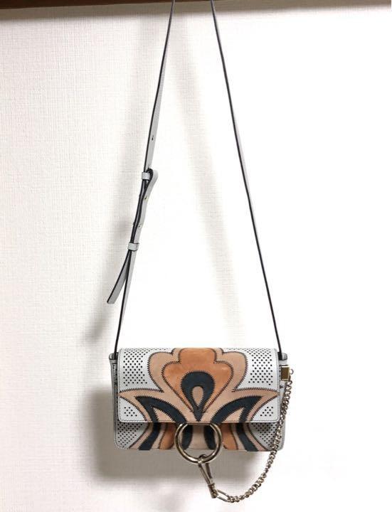 Chloe Shoulder Bag Purse faye Suede Gray Orange Black Authentic