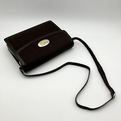 CELINE Shoulder Bag Purse Horse carriage Leather Brown Authentic