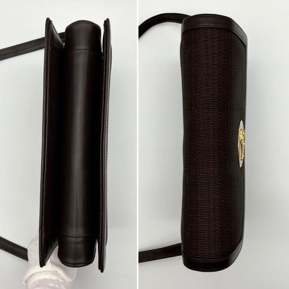 CELINE Shoulder Bag Purse Horse carriage Leather Brown Authentic