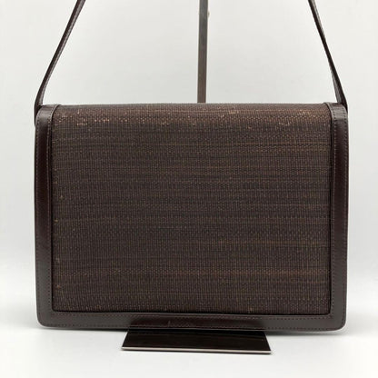 CELINE Shoulder Bag Purse Horse carriage Leather Brown Authentic