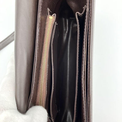 CELINE Shoulder Bag Purse Horse carriage Leather Brown Authentic