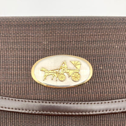 CELINE Shoulder Bag Purse Horse carriage Leather Brown Authentic