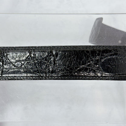 Saint Laurent Men's Belt YSL Cassandra Leather Black Authentic