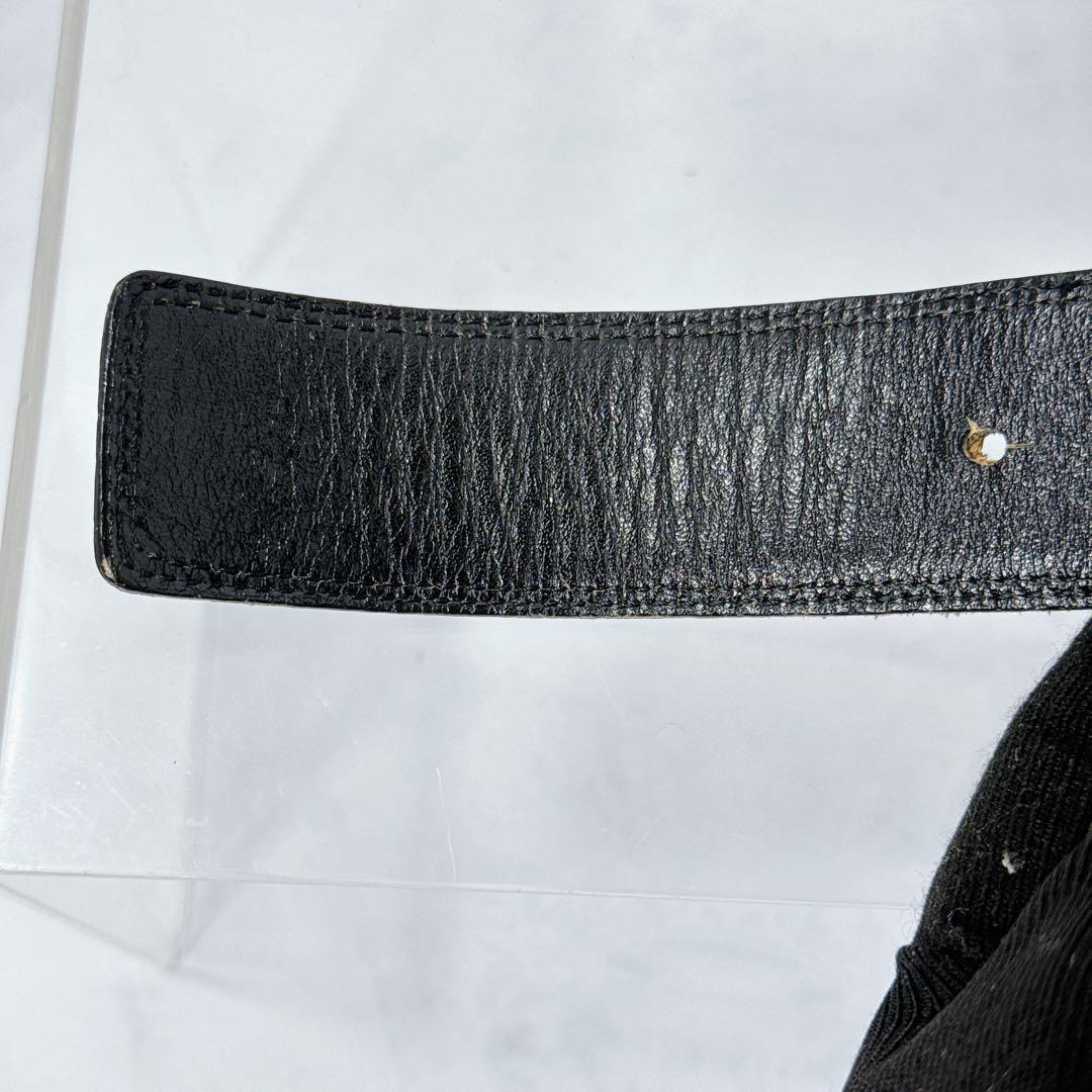 Saint Laurent Men's Belt YSL Cassandra Leather Black Authentic