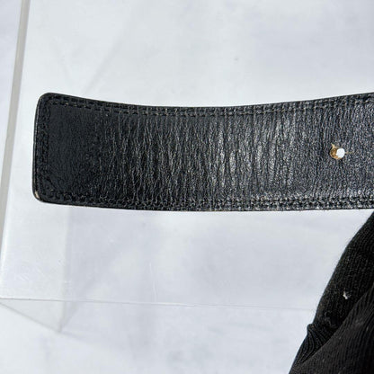 Saint Laurent Men's Belt YSL Cassandra Leather Black Authentic