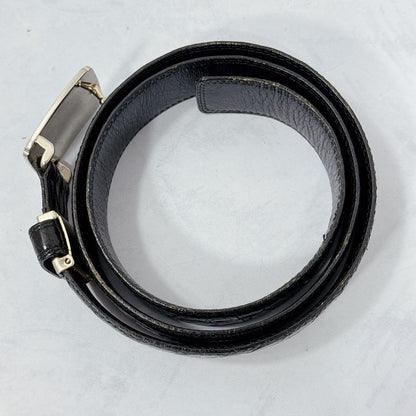 Saint Laurent Men's Belt YSL Cassandra Leather Black Authentic