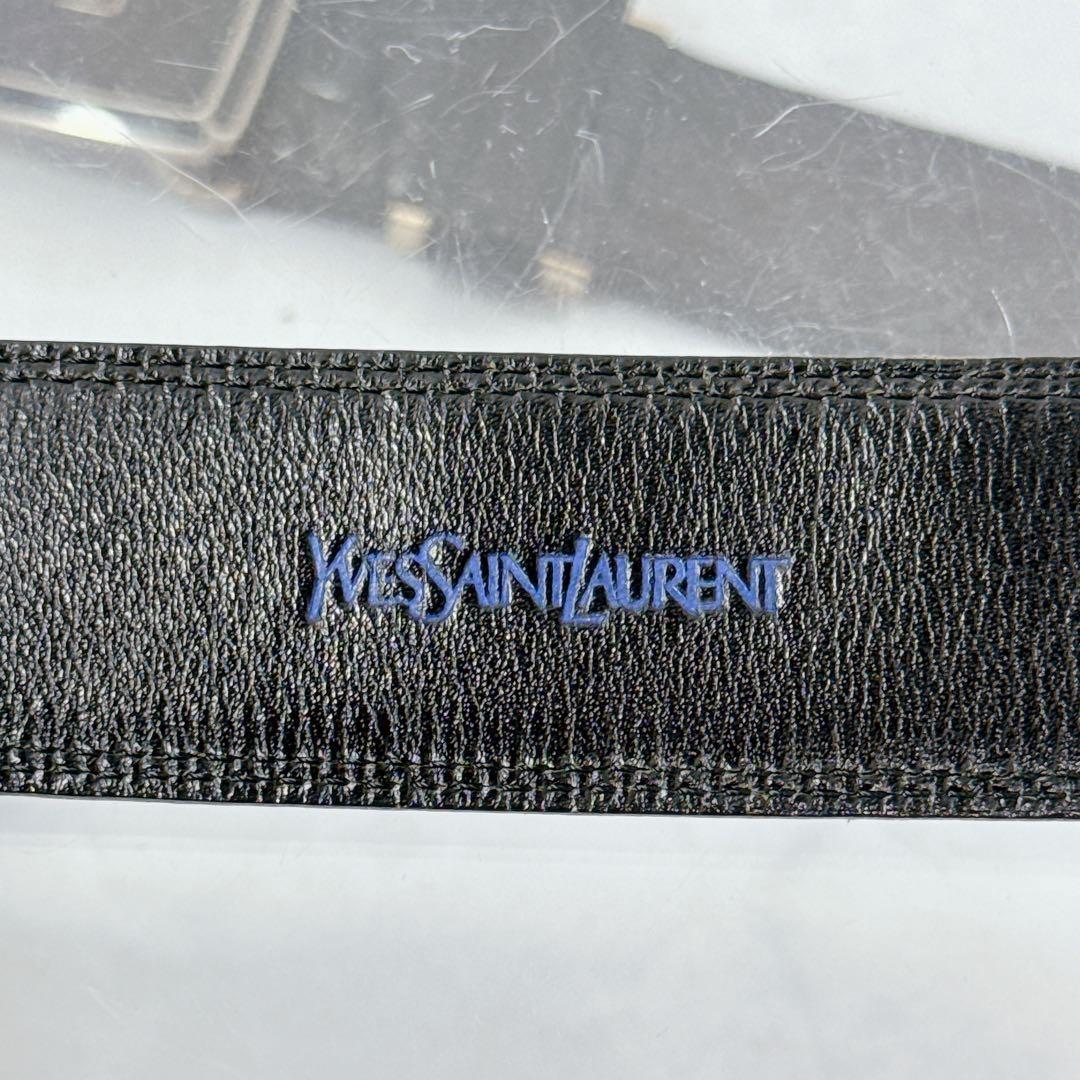 Saint Laurent Men's Belt YSL Cassandra Leather Black Authentic