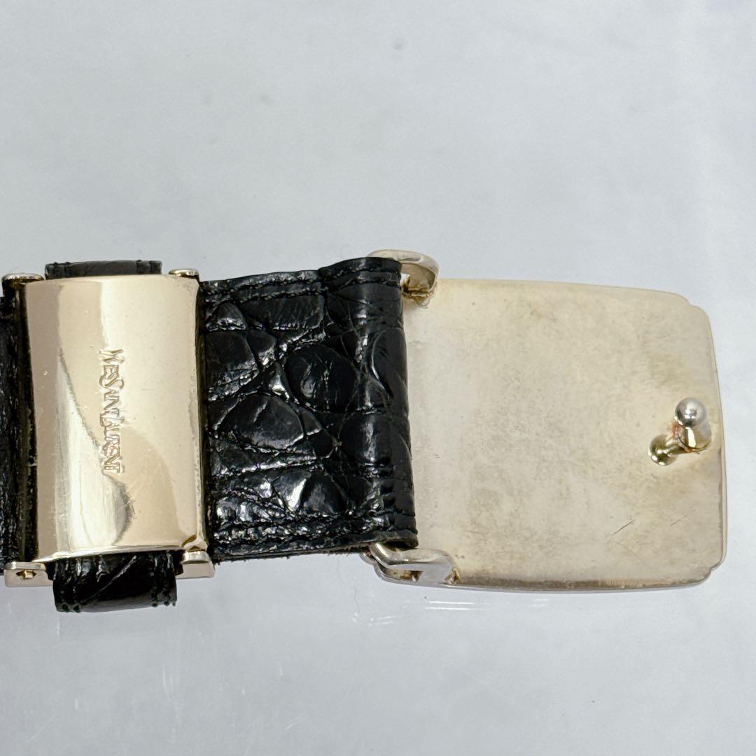 Saint Laurent Men's Belt YSL Cassandra Leather Black Authentic