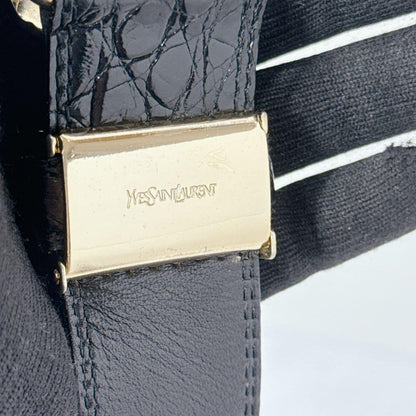 Saint Laurent Men's Belt YSL Cassandra Leather Black Authentic