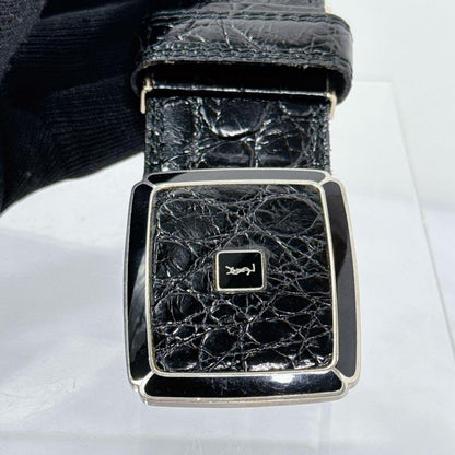 Saint Laurent Men's Belt YSL Cassandra Leather Black Authentic