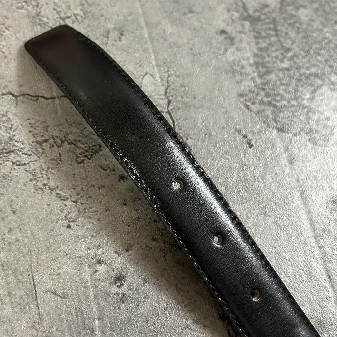 Saint Laurent Men's Belt Logo Leather Black Authentic