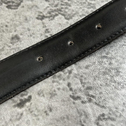 Saint Laurent Men's Belt Logo Leather Black Authentic