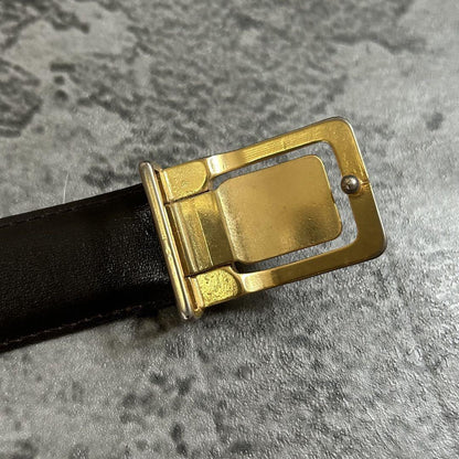 Saint Laurent Men's Belt Logo Leather Black Authentic