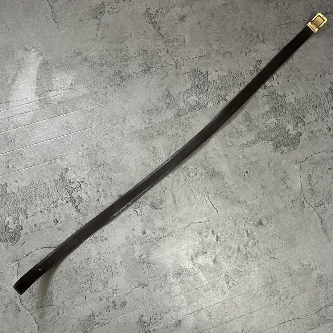 Saint Laurent Men's Belt Logo Leather Black Authentic