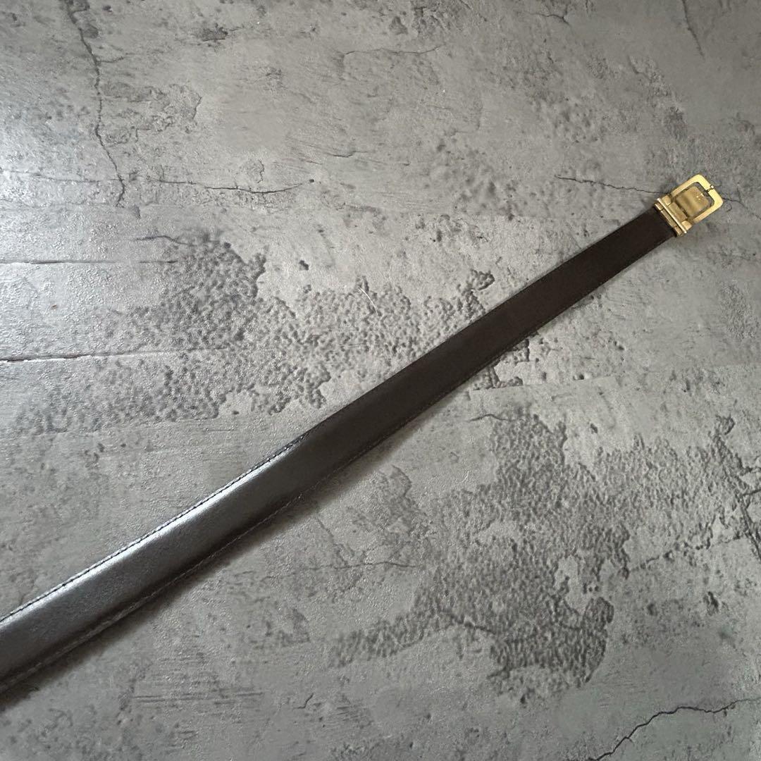 Saint Laurent Men's Belt Logo Leather Black Authentic