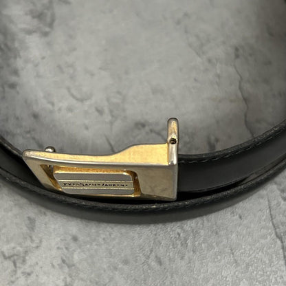 Saint Laurent Men's Belt Logo Leather Black Authentic