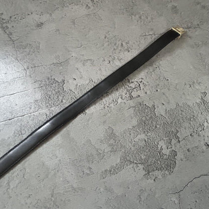 Saint Laurent Men's Belt Logo Leather Black Authentic