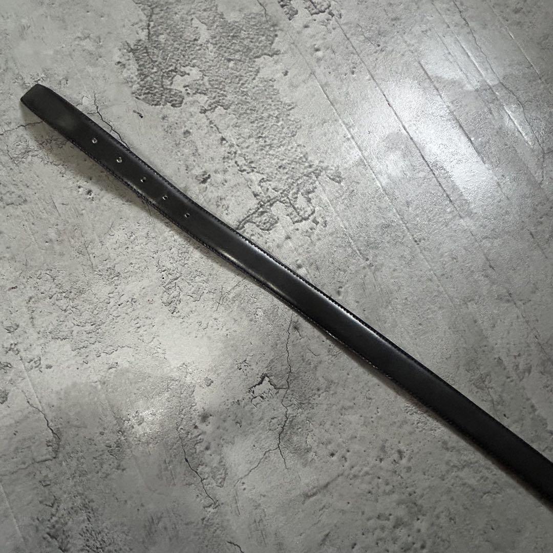 Saint Laurent Men's Belt Logo Leather Black Authentic