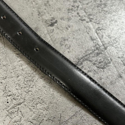 Saint Laurent Men's Belt Logo Leather Black Authentic