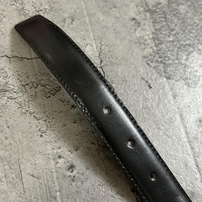 Saint Laurent Men's Belt Logo Leather Black Authentic