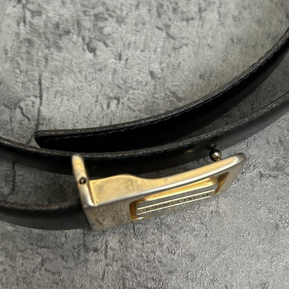 Saint Laurent Men's Belt Logo Leather Black Authentic
