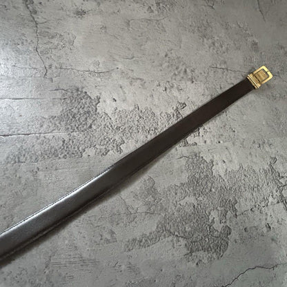 Saint Laurent Men's Belt Logo Leather Black Authentic