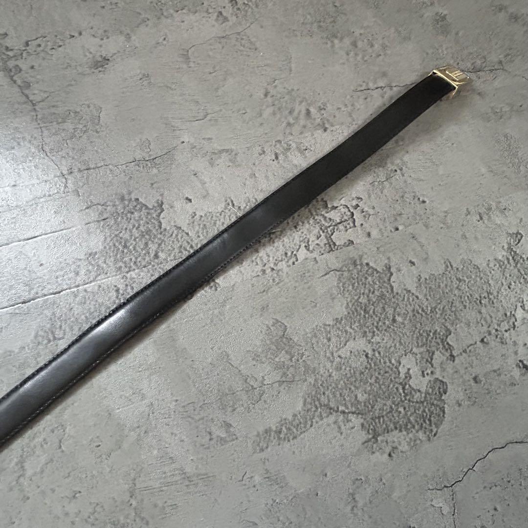 Saint Laurent Men's Belt Logo Leather Black Authentic